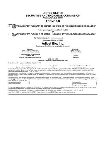 Thumbnail Adicet Bio 10-Q Quarterly Report FY 