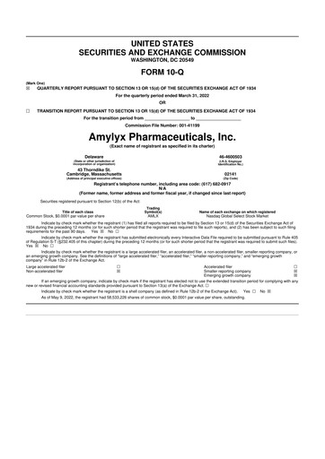 Miniature Amylyx Pharmaceuticals 10-Q Rapport trimestriel 2022 