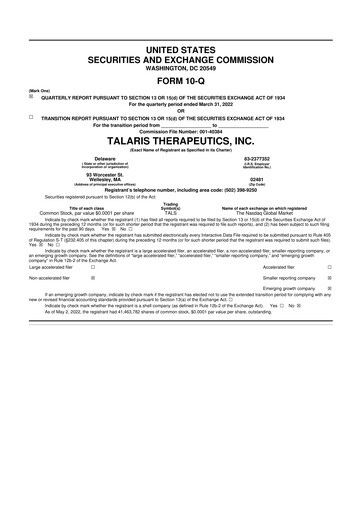 Thumbnail Tourmaline Bio 10-Q Quarterly Report FY2022 