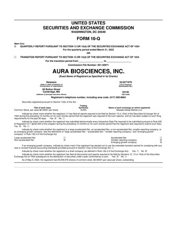 Thumbnail Aura Biosciences 10-Q Quarterly Report FY2022 