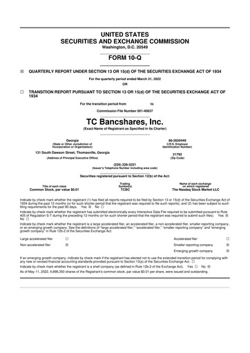 Vorschaubild TC Bancshares 10-Q Quartalsbericht 2022 