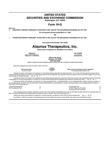 Vorschaubild Alaunos Therapeutics 10-Q Quartalsbericht 2022 