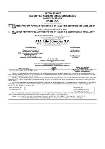 Thumbnail atai Life Sciences 10-Q Quarterly Report FY2022 