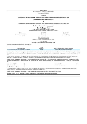 Thumbnail Enovix 10-Q Quarterly Report FY2022 