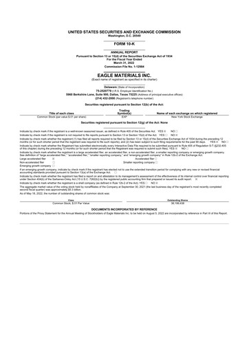 Thumbnail Eagle Materials
 10-K Annual Report 2022