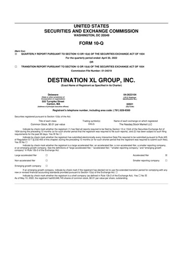 Vorschaubild Destination XL 10-Q Quartalsbericht 2022 