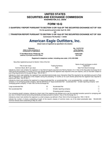 Thumbnail American Eagle Outfitters
 10-Q Quarterly Report FY2022 