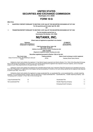 Thumbnail Nutanix 10-Q Quarterly Report FY2022 