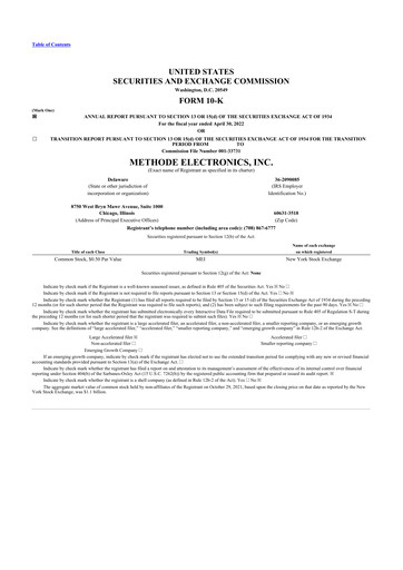 Thumbnail Methode Electronics
 10-K Annual Report 2022