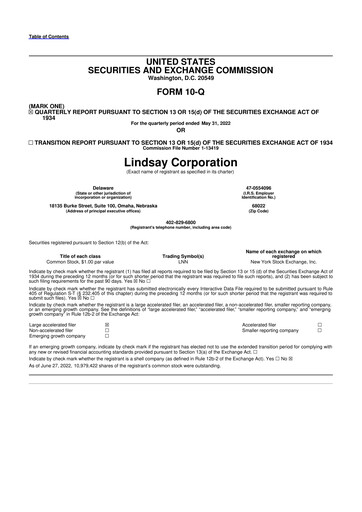 Thumbnail Lindsay Corporation
 10-Q Quarterly Report FY2022 
