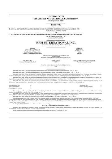 Thumbnail RPM International
 10-K Annual Report 2022