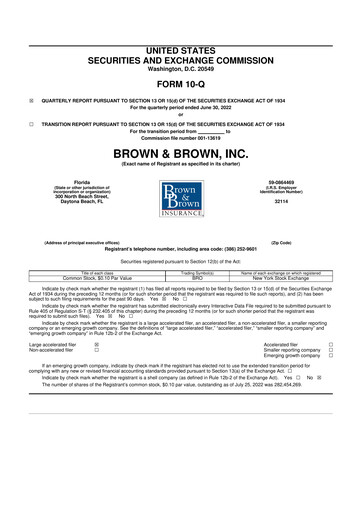 Thumbnail Brown & Brown
 10-Q Quarterly Report FY2022 