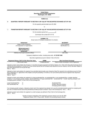 Vorschaubild Garmin 10-Q Quartalsbericht 2022 