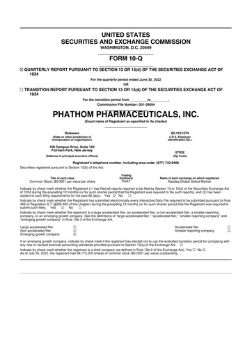 Thumbnail Phathom Pharmaceuticals
 10-Q Quarterly Report FY2022 