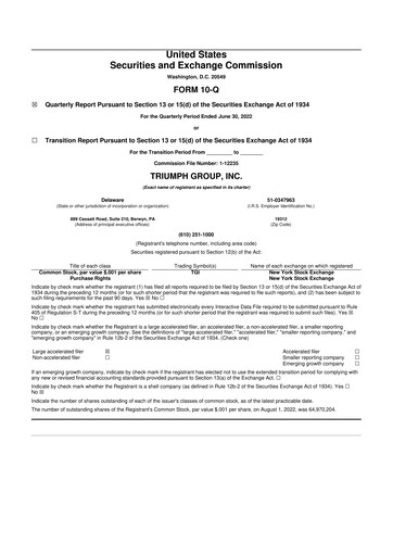 Thumbnail Triumph Group
 10-Q Quarterly Report FY2023 