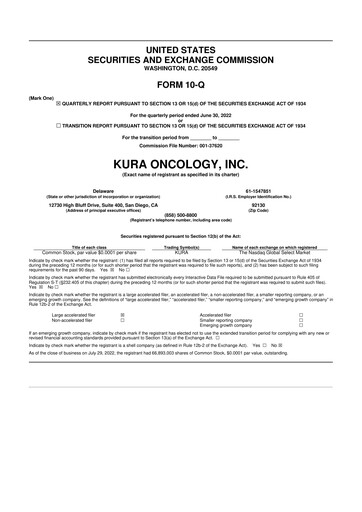 Thumbnail Kura Oncology
 10-Q Quarterly Report FY2022 