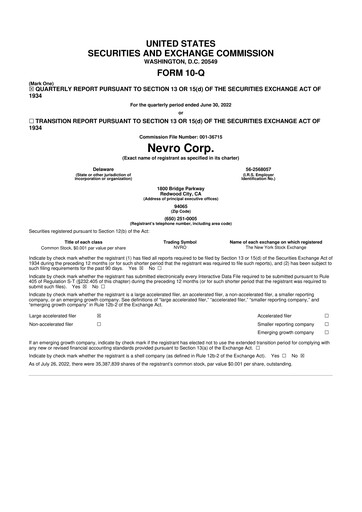 Thumbnail Nevro
 10-Q Quarterly Report FY2022 