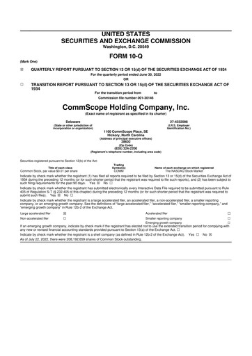 Miniature CommScope
 10-Q Rapport trimestriel 2022 