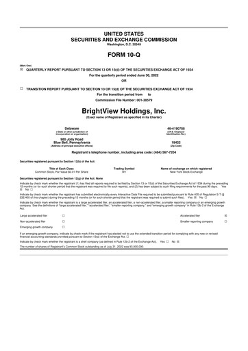 Thumbnail BrightView
 10-Q Quarterly Report FY2022 