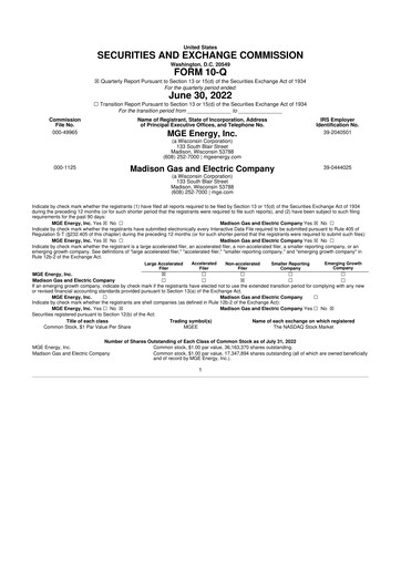 Thumbnail MGE Energy
 10-Q Quarterly Report FY2022 