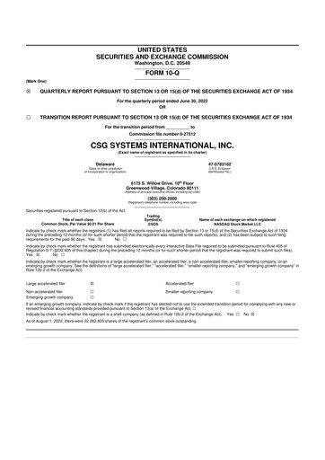 Thumbnail CSG International
 10-Q Quarterly Report FY2022 