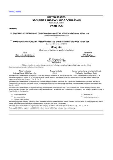 Thumbnail JFrog 10-Q Quarterly Report FY2022 