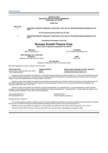 Thumbnail Runway Growth Finance 10-Q Quarterly Report FY2022 