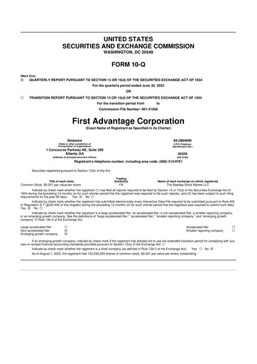 Miniature First Advantage 10-Q Rapport trimestriel 2022 