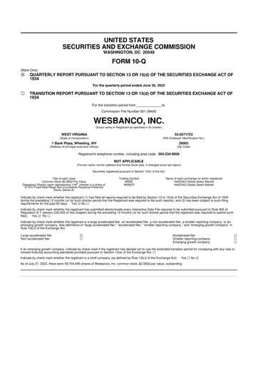 Miniature WesBanco 10-Q Rapport trimestriel  