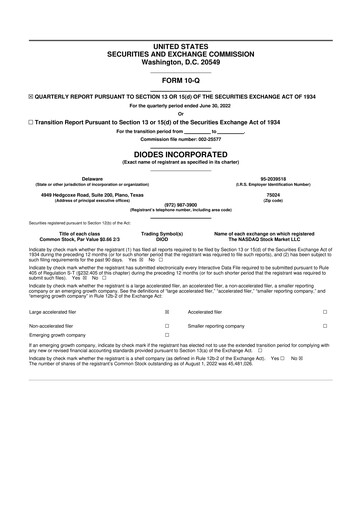 Thumbnail Diodes Incorporated 10-Q Quarterly Report FY2022 