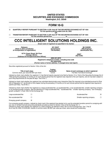 Thumbnail CCC Intelligent Solutions 10-Q Quarterly Report FY2022 