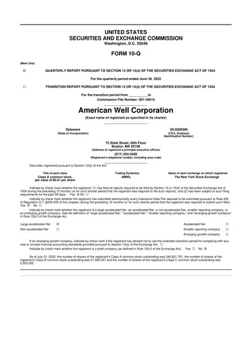Thumbnail American Well
 10-Q Quarterly Report FY2022 