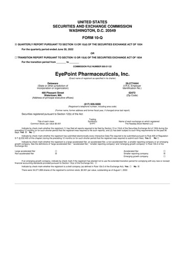 Thumbnail EyePoint Pharmaceuticals
 10-Q Quarterly Report FY2022 