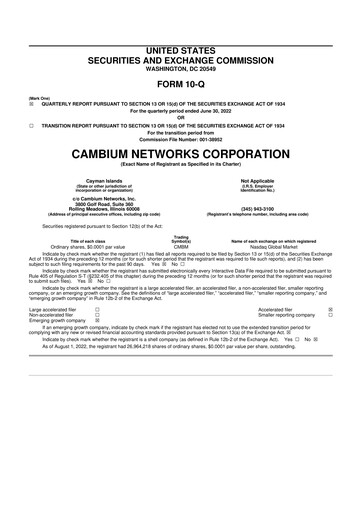 Thumbnail Cambium Networks 10-Q Quarterly Report FY2022 