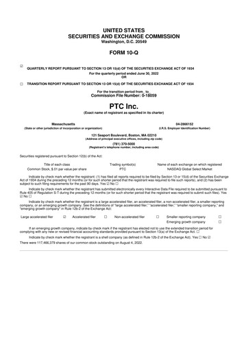 Thumbnail PTC 10-Q Quarterly Report FY2022 