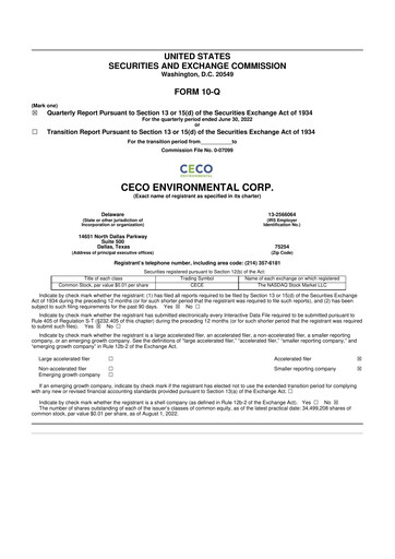 Thumbnail CECO Environmental
 10-Q Quarterly Report FY2022 