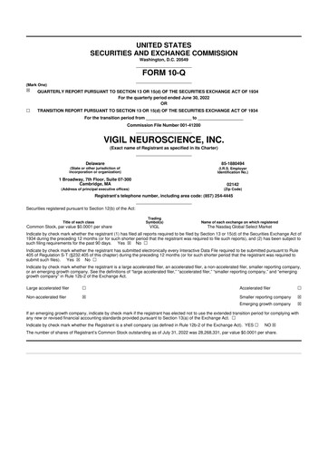 Thumbnail Vigil Neuroscience 10-Q Quarterly Report FY2022 