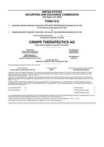 Thumbnail CRISPR Therapeutics 10-Q Quarterly Report FY2022 