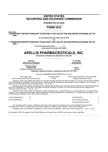 Thumbnail Apellis Pharmaceuticals 10-Q Quarterly Report FY2022 