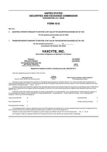 Thumbnail Vaxcyte
 10-Q Quarterly Report FY2022 