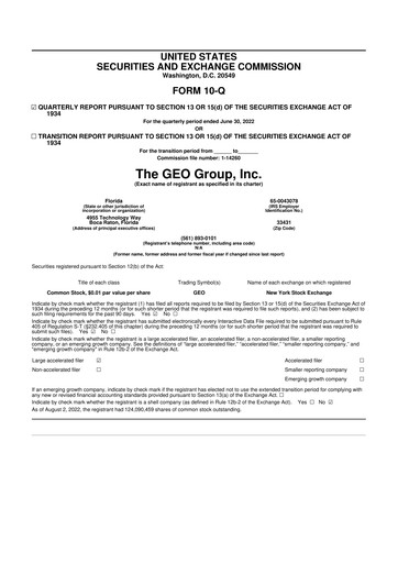Thumbnail Geo Group 10-Q Quarterly Report FY2022 