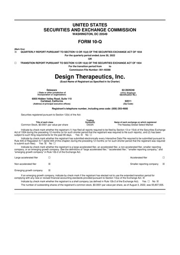 Thumbnail Design Therapeutics 10-Q Quarterly Report FY2022 
