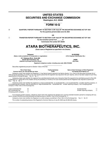 Thumbnail Atara Biotherapeutics 10-Q Quarterly Report FY2022 