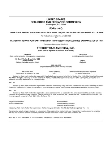 Thumbnail FreightCar America
 10-Q Quarterly Report FY2022 