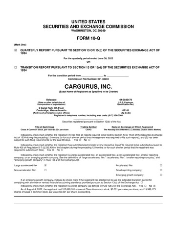 Thumbnail CarGurus 10-Q Quarterly Report FY2022 