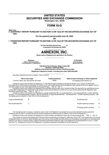 Thumbnail Annexon 10-Q Quarterly Report FY2022 