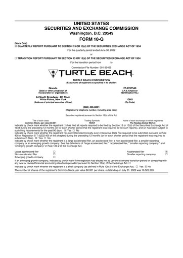Thumbnail Turtle Beach Corp
 10-Q Quarterly Report FY2022 