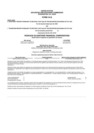 Thumbnail Peapack-Gladstone Financial 10-Q Quarterly Report FY2022 