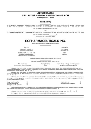 Thumbnail scPharmaceuticals 10-Q Quarterly Report FY2022 