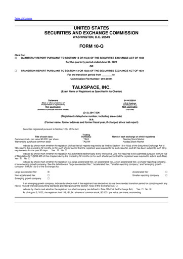 Thumbnail Talkspace 10-Q Quarterly Report FY2022 